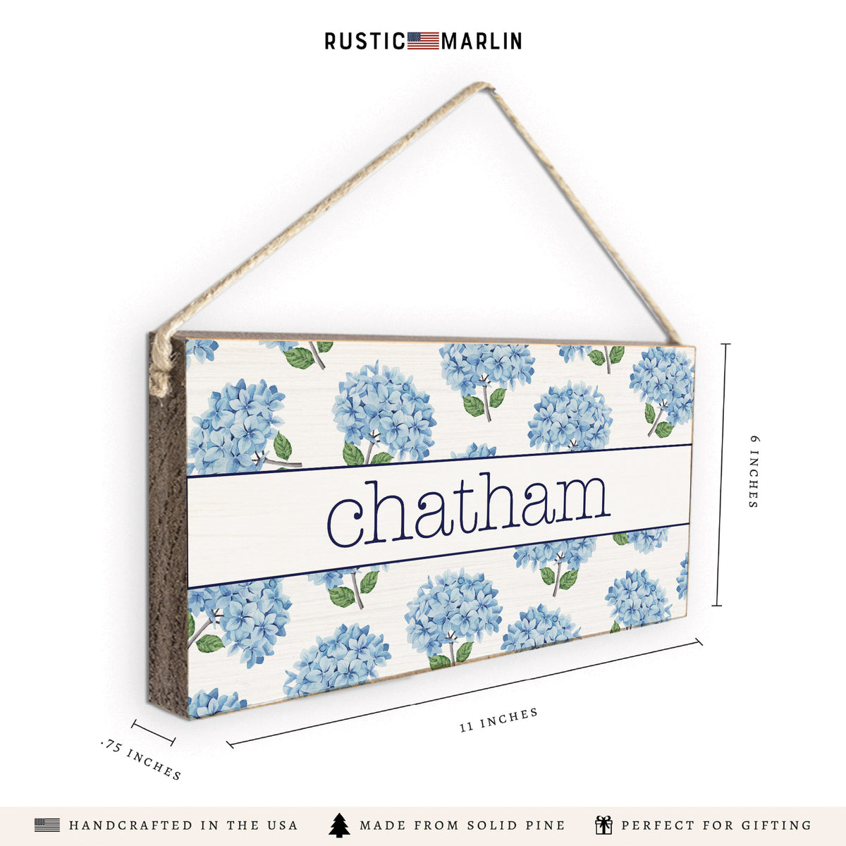 Blooming Hydrangea Personalized Twine Sign