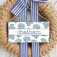 Personalized Welcome Hydrangea Stems Twine Hanging Sign