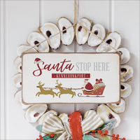 Personalized Santa Stop Here Twine Hanging Sign