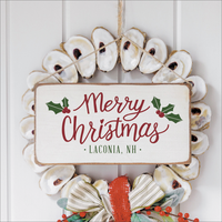 Personalized Merry Christmas Holly Leaves Twine Hanging Sign