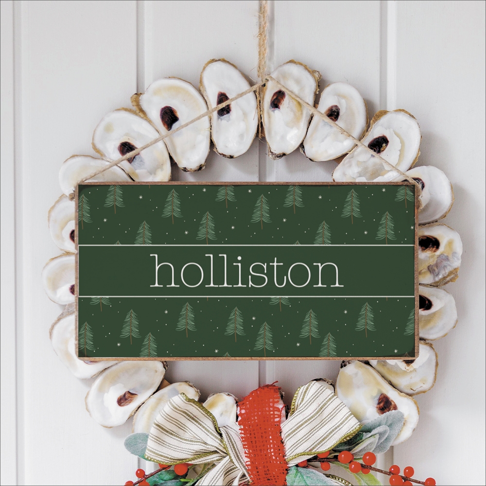 Personalized Evergreen Christmas Tree Twine Hanging Sign