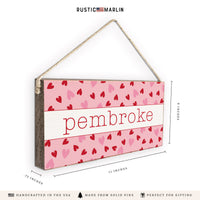 Valentine Hearts Personalized Twine Sign