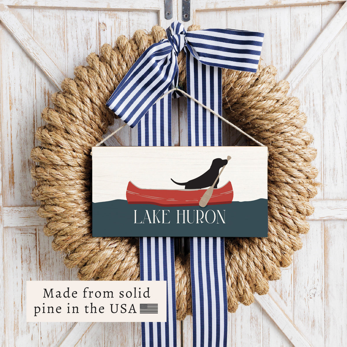 Dog Canoe Personalized Twine Sign