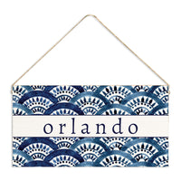 Boho Blue Fan Personalized Twine Sign