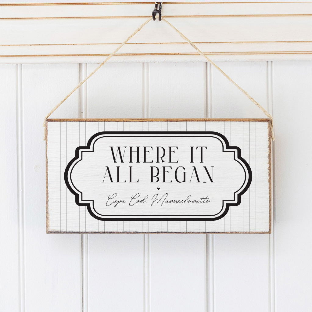 Where it All Began Striped Personalized Twine Sign