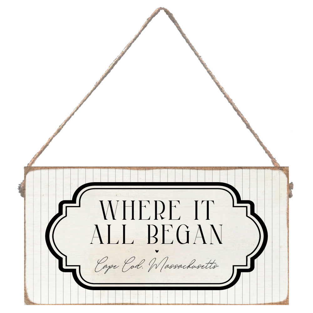 Where it All Began Striped Personalized Twine Sign