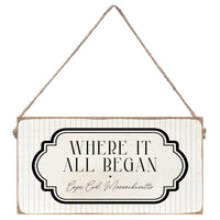 Where it All Began Striped Personalized Twine Sign