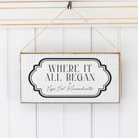 Where it All Began Striped Personalized Twine Sign