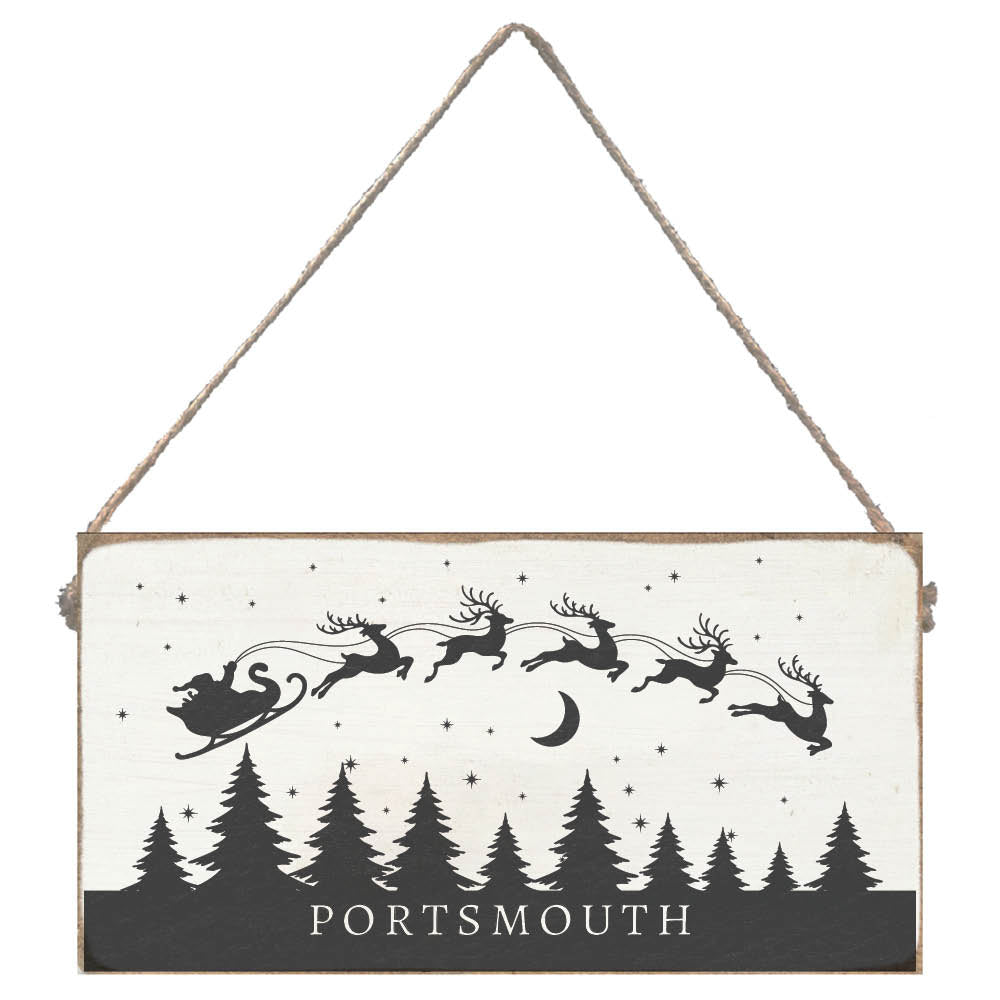 Santa Sleigh Night Sky Personalized Twine Sign