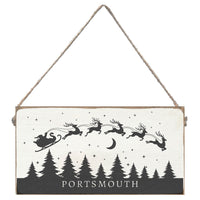 Santa Sleigh Night Sky Personalized Twine Sign