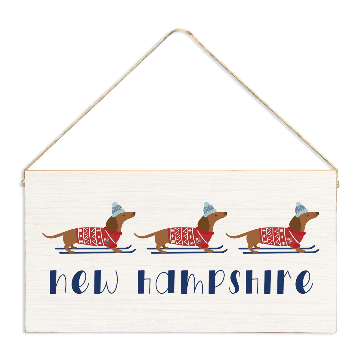 Dogs Skiing Personalized Twine Sign
