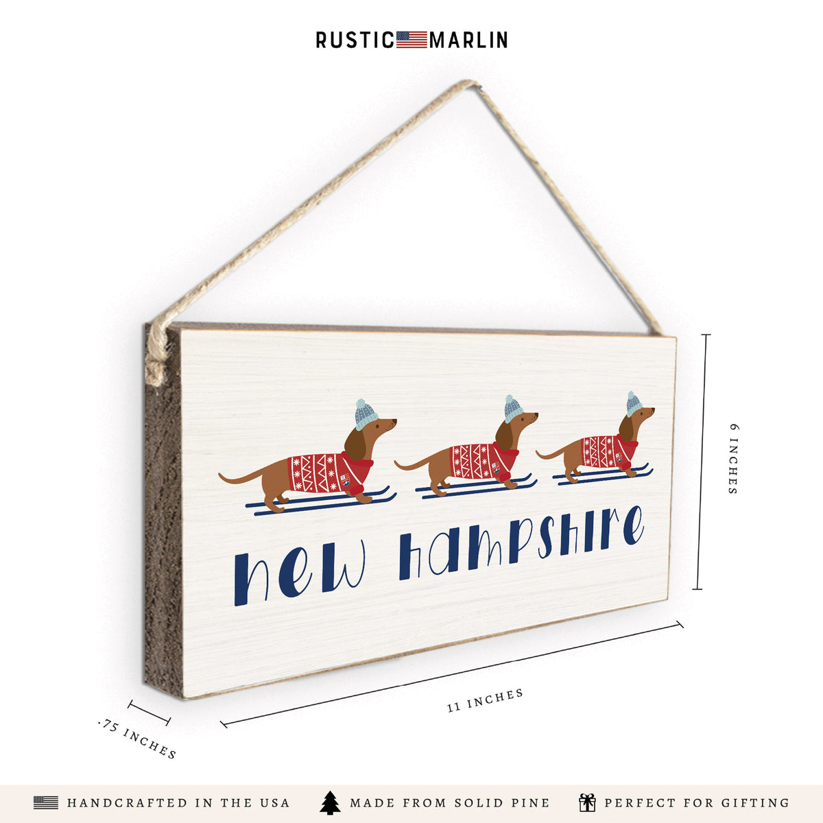 Dogs Skiing Personalized Twine Sign