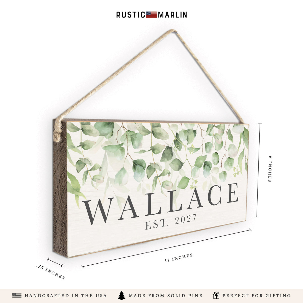Eucalyptus Personalized Twine Sign