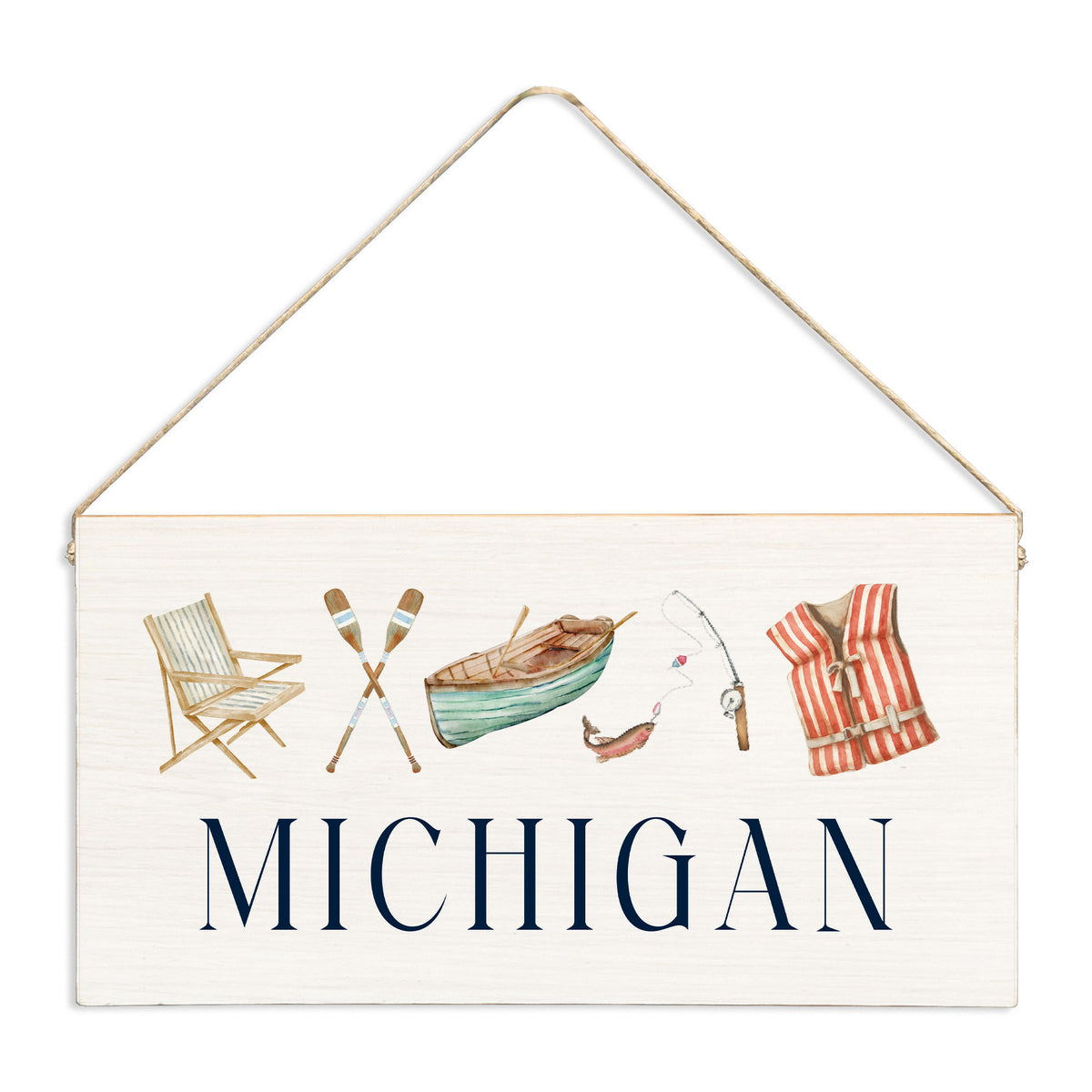 Lake Icons Personalized Twine Sign