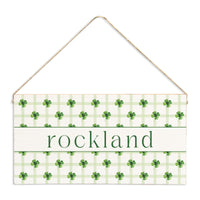 Shamrocks Gingham Personalized Twine Sign
