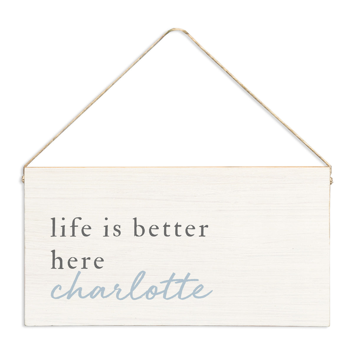Life Is Better Here Personalized Twine Sign