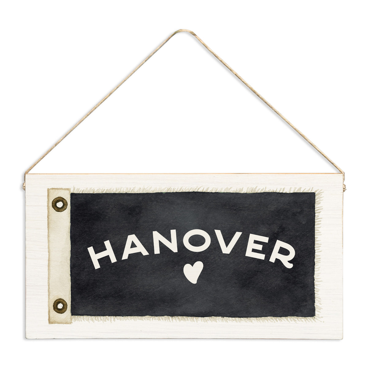 Vintage Flag Heart Personalized Twine Sign