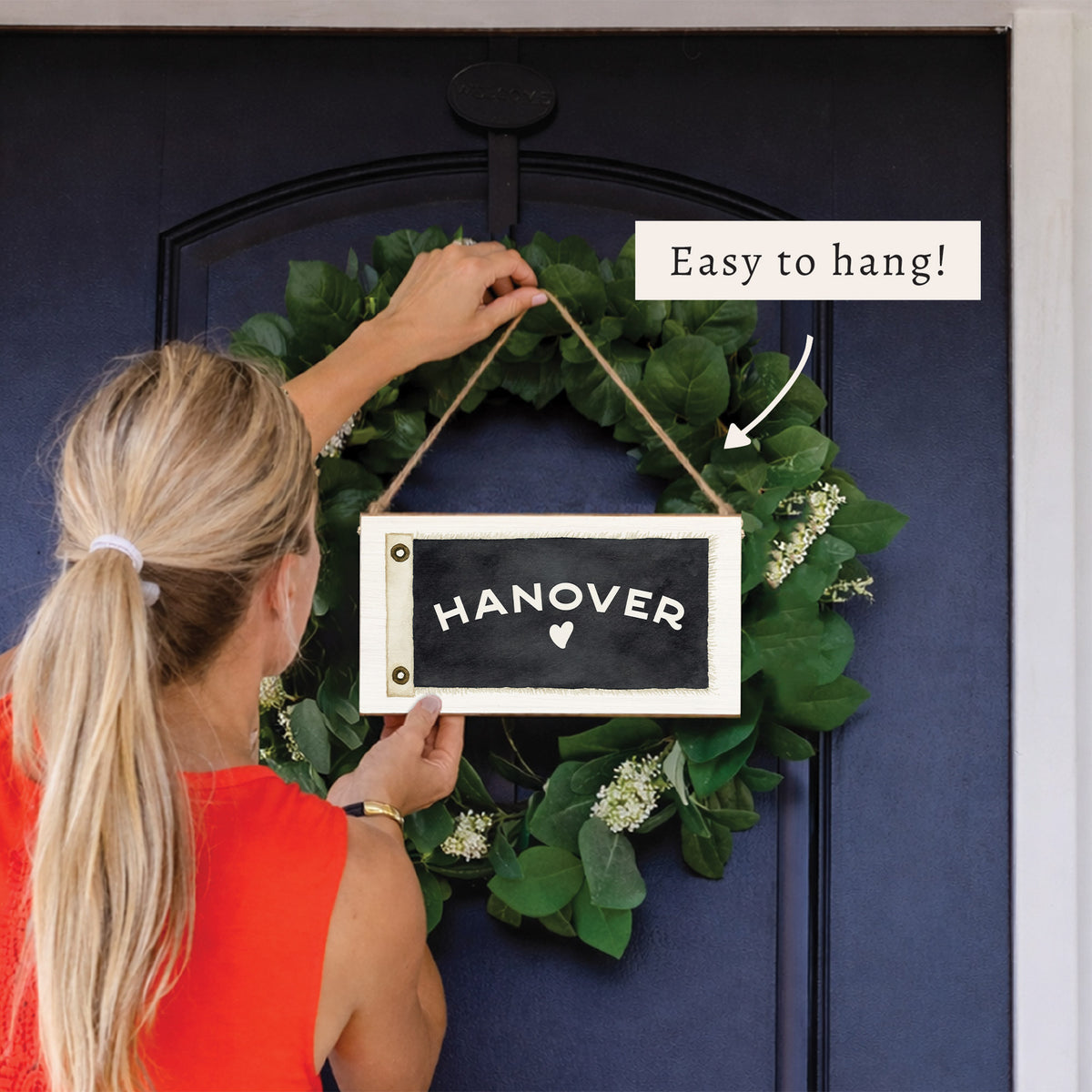 Vintage Flag Heart Personalized Twine Sign