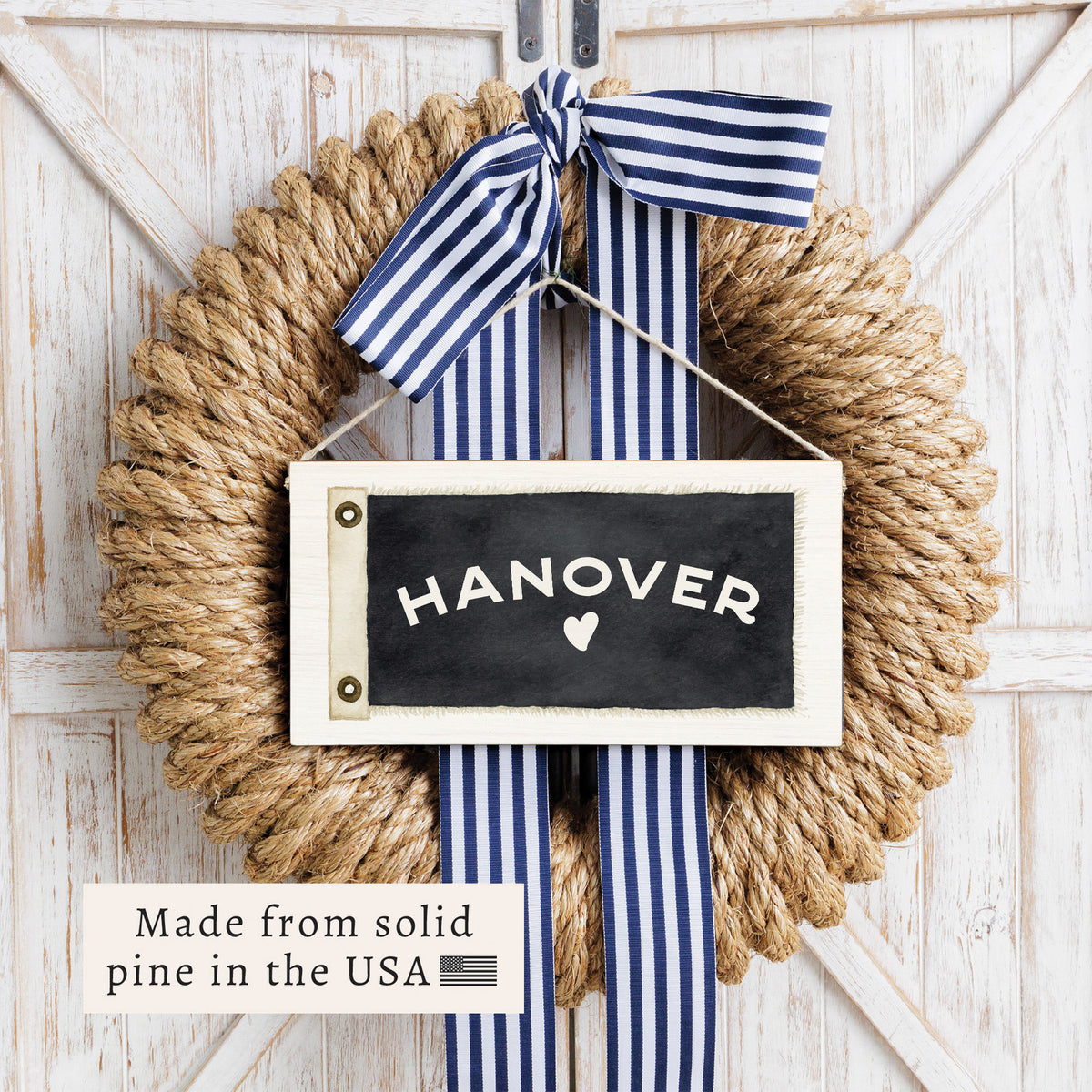 Vintage Flag Heart Personalized Twine Sign