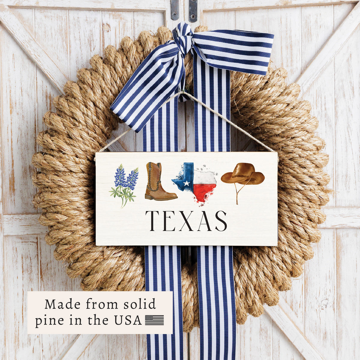 Texas Icons Personalized Twine Sign