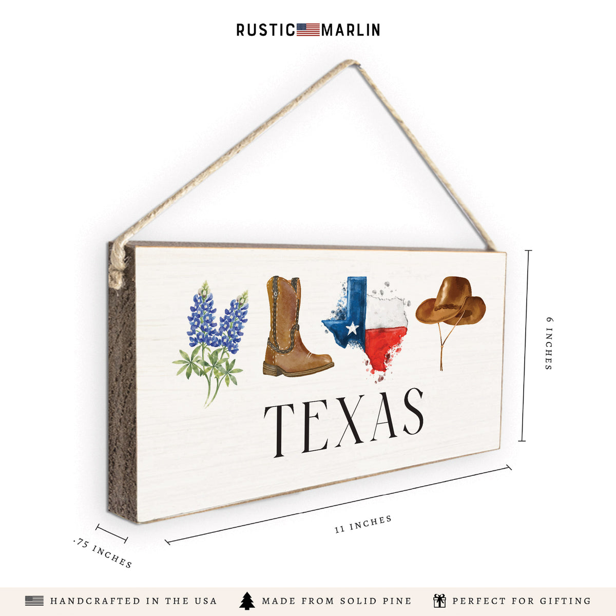 Texas Icons Personalized Twine Sign