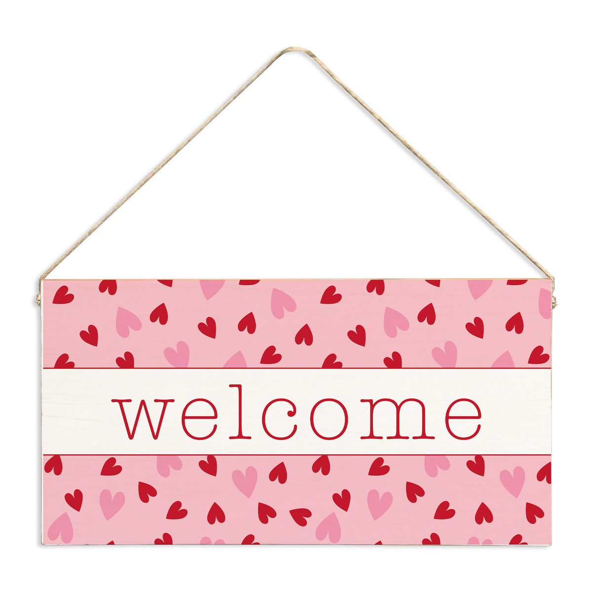 Valentine Hearts Welcome Twine Sign
