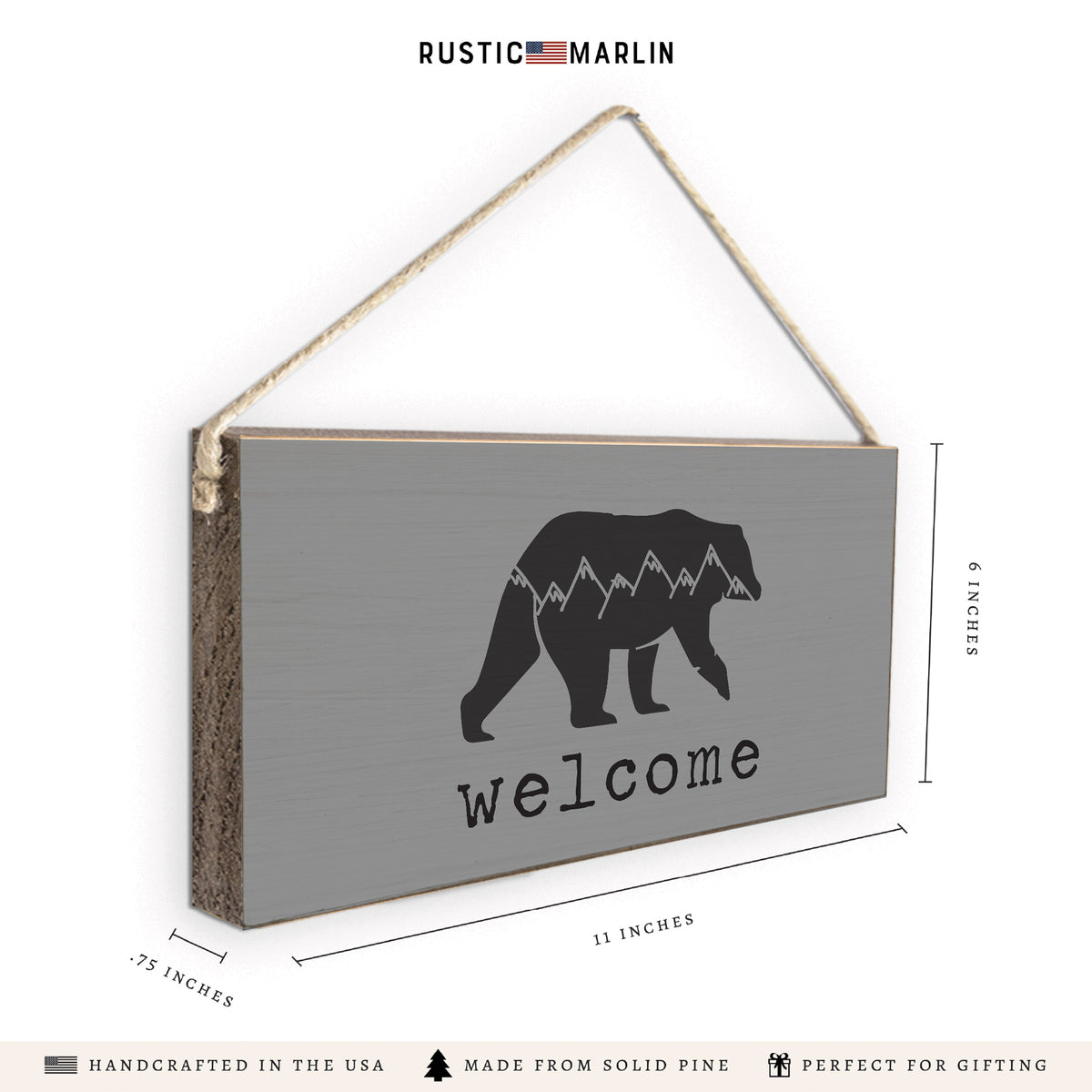 Mountain Bear Welcome Twine Sign