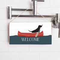 Black Lab Canoe Welcome Twine Sign