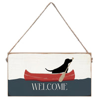 Black Lab Canoe Welcome Twine Sign