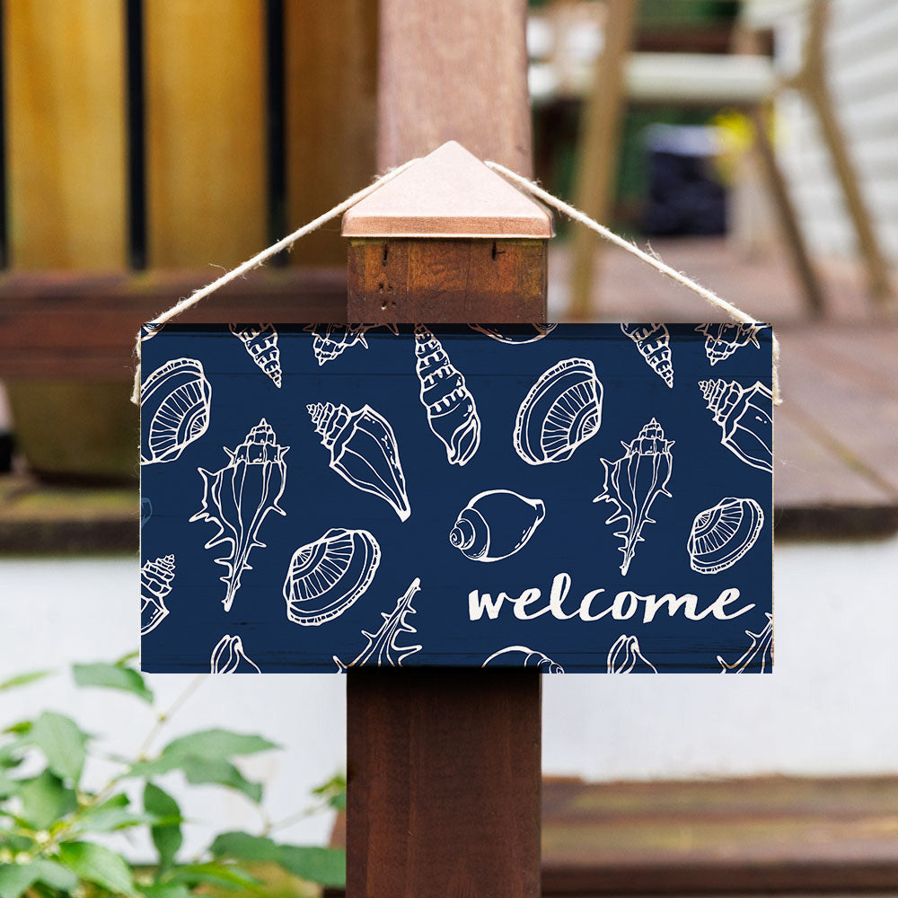 Seashell Outlines Welcome Twine Sign