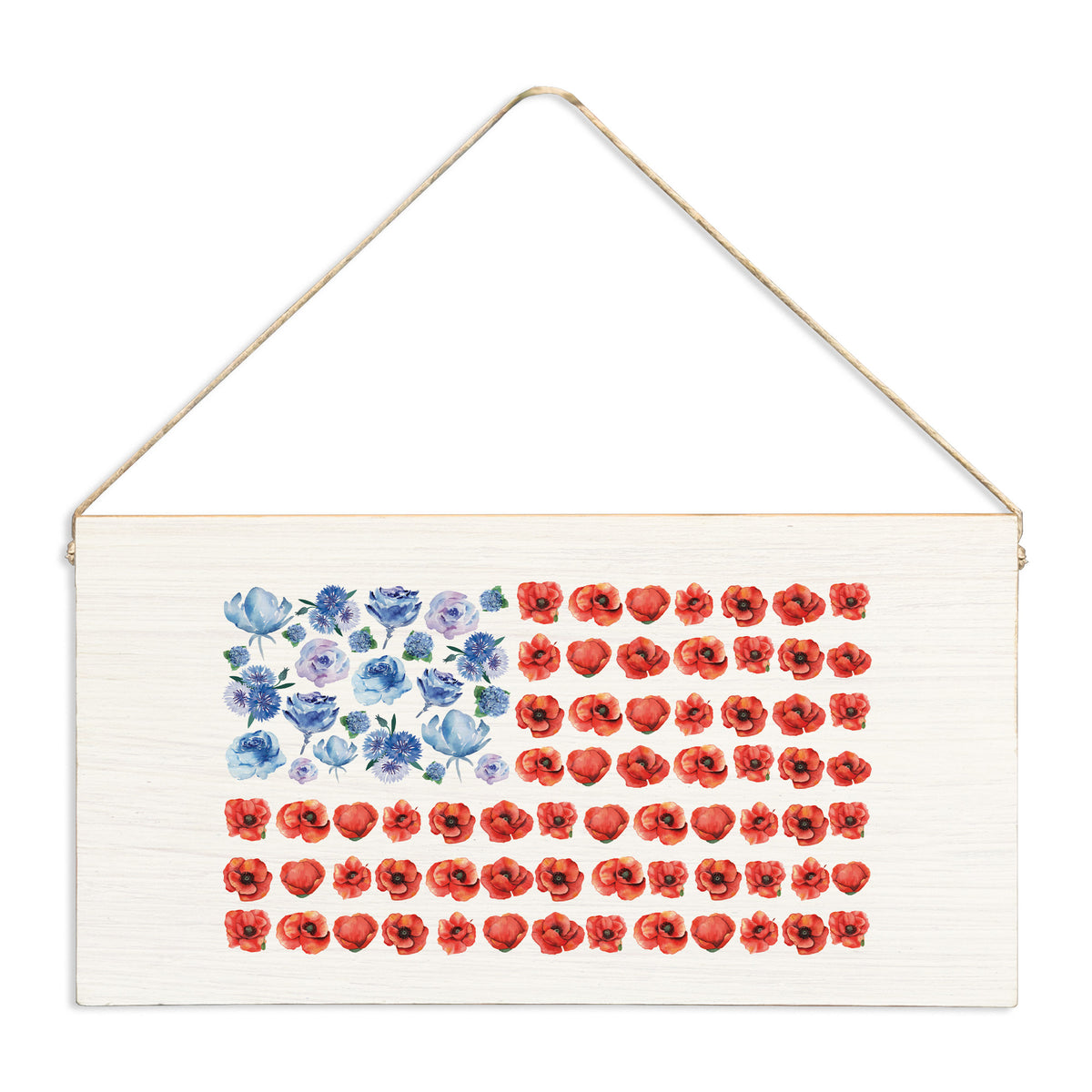 American Flag Floral Twine Sign