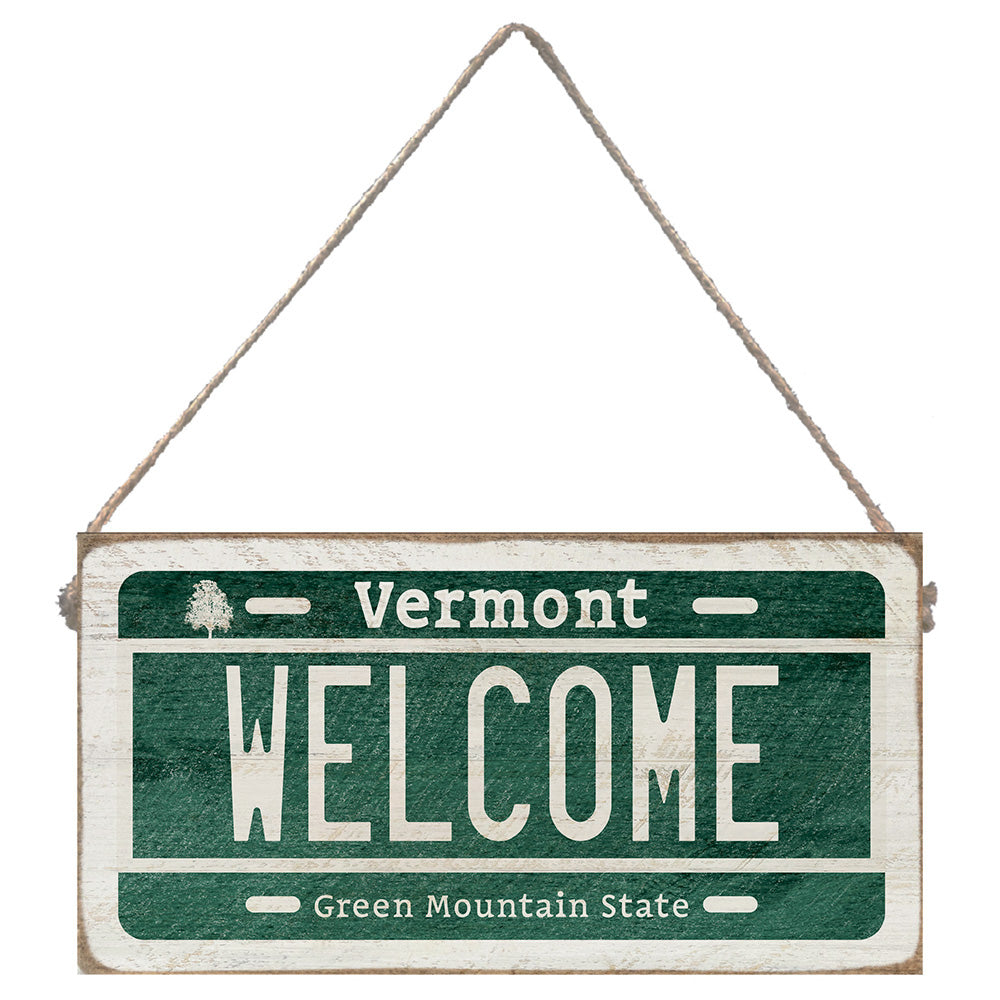 Vermont Welcome License Plate Twine Sign