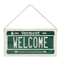 Vermont Welcome License Plate Twine Sign