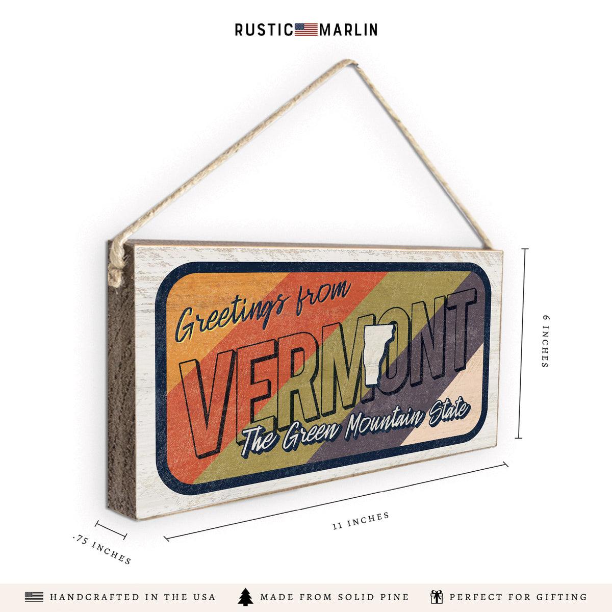Greetings From Vermont Twine Sign