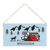 Camping Dog Adventure Welcome Twine Sign