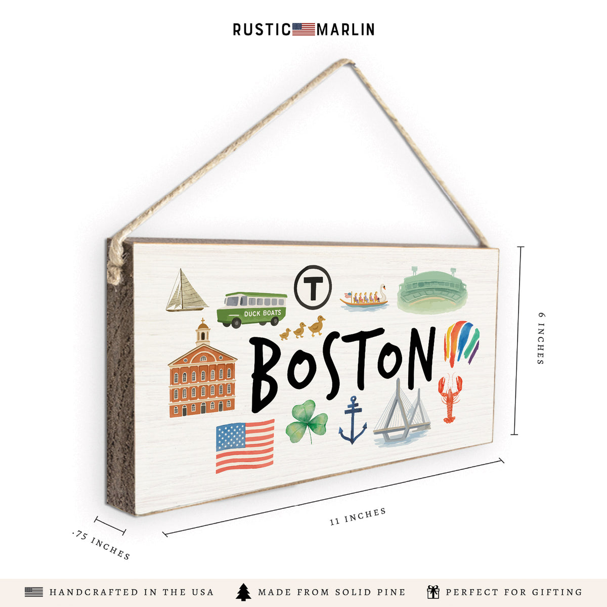 Boston Icons Twine Sign