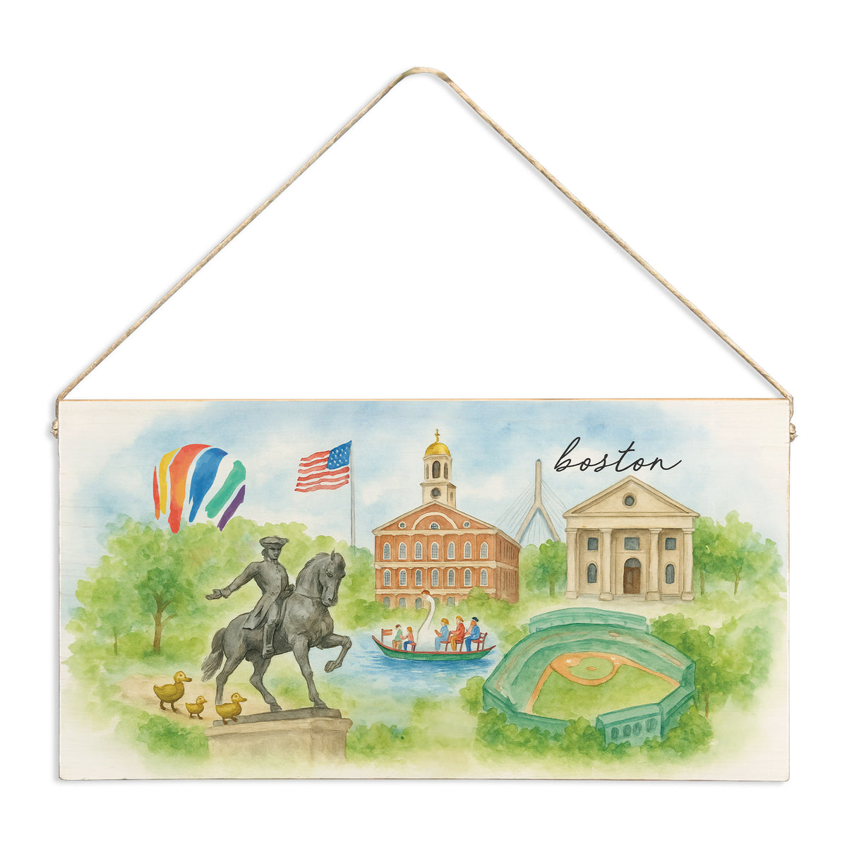Boston Landmarks Twine Sign