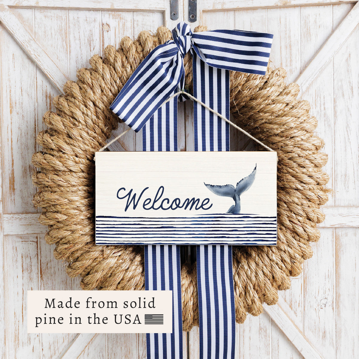 Whale Tail Welcome Twine Sign