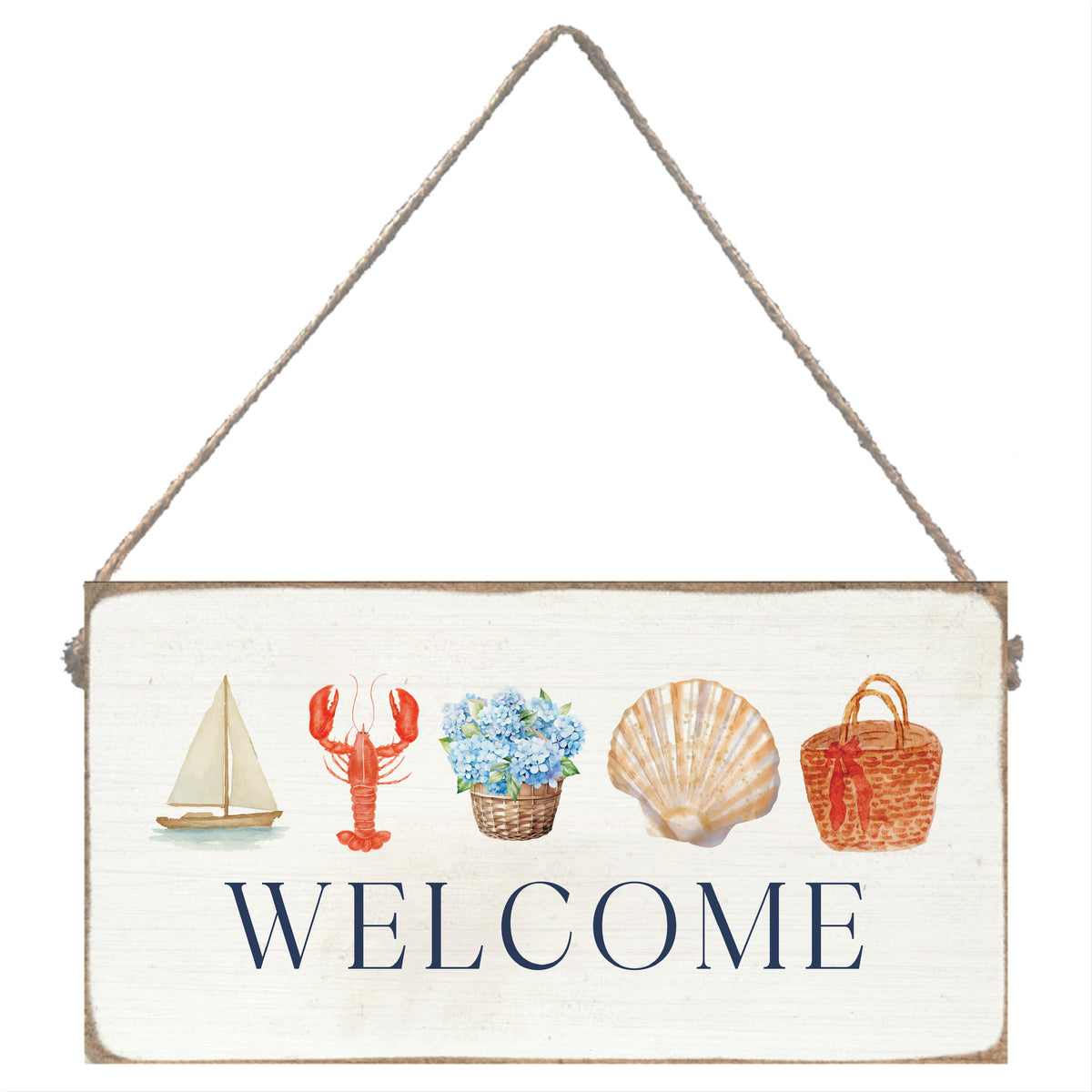 Welcome Coastal Icon Twine Sign