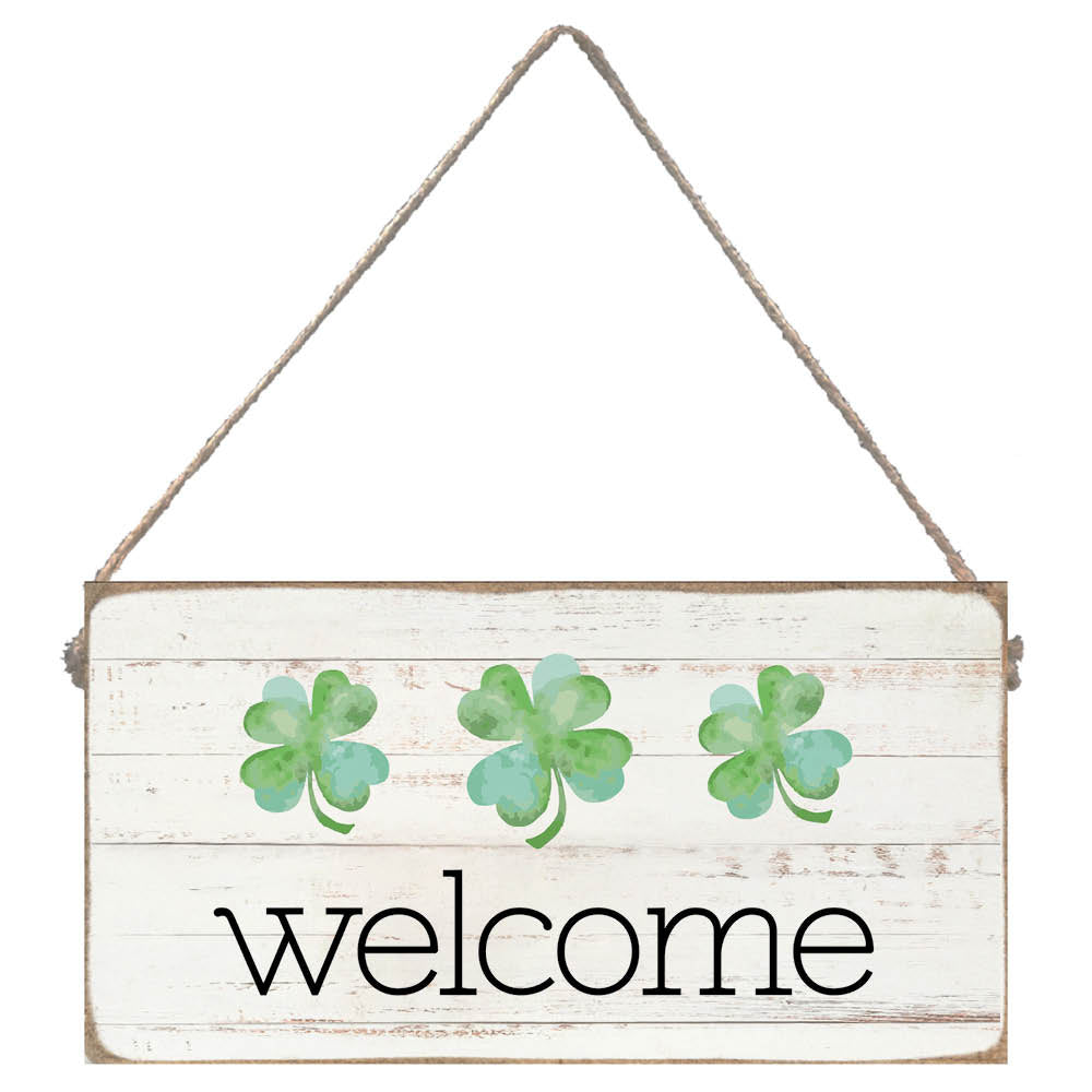 Welcome Shamrocks Twine Hanging Sign
