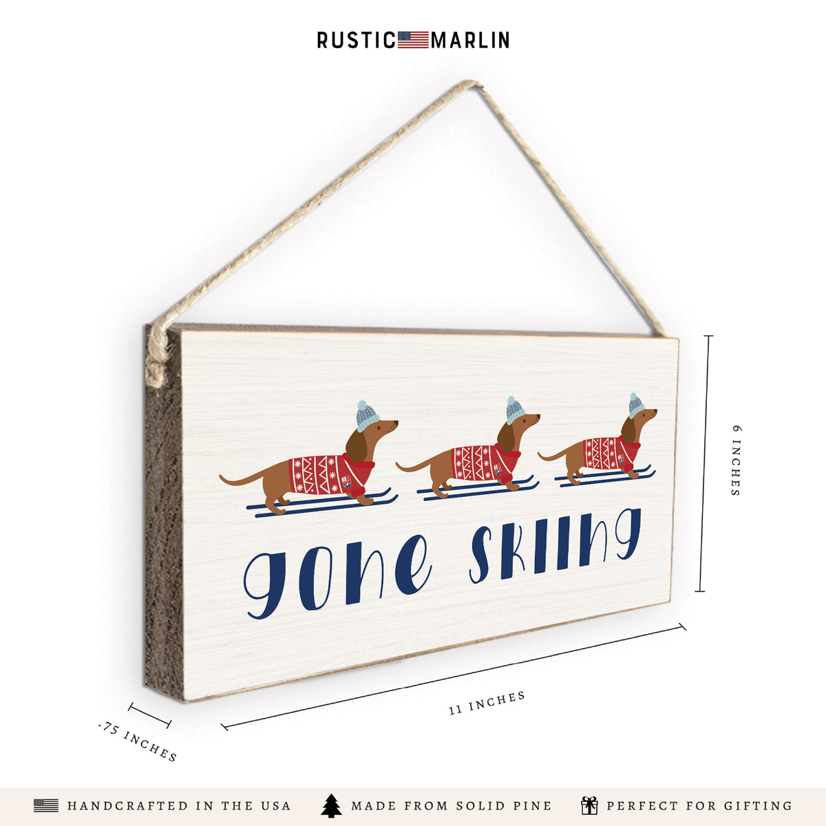 Dogs Gone Skiing Twine Sign
