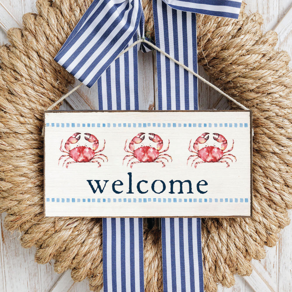Stitched Crab Welcome Twine Sign
