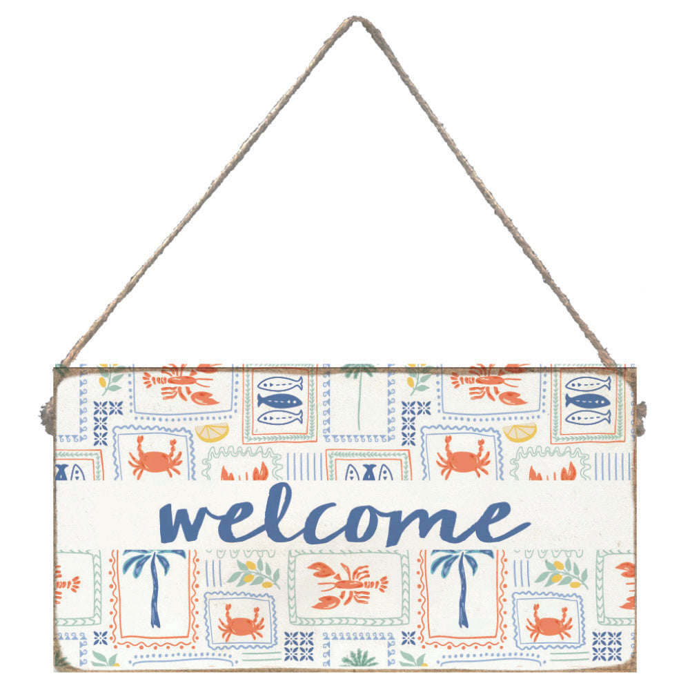 Seaside Tiles Welcome Twine Sign