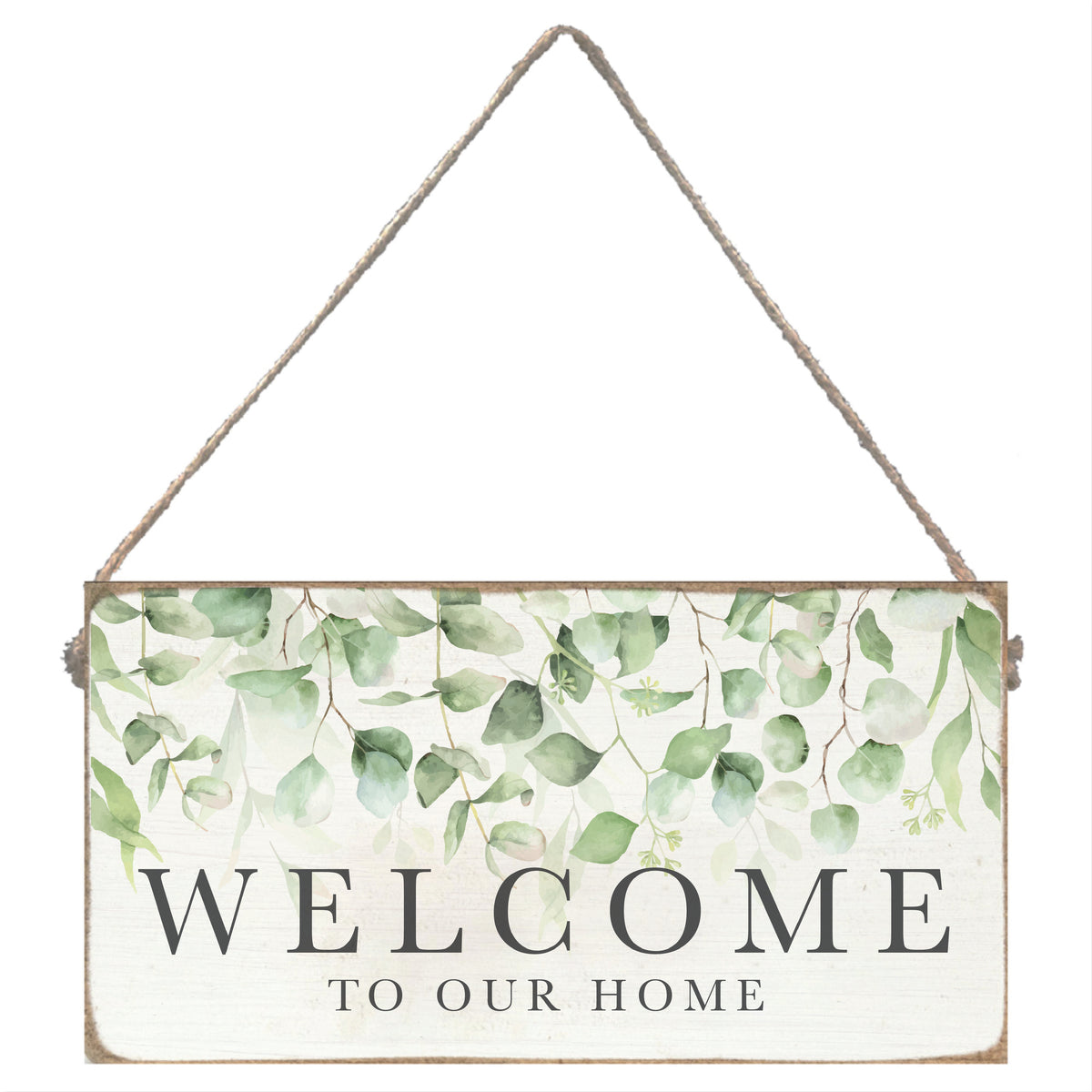 Green Leave Welcome To Our Home Twine Sign