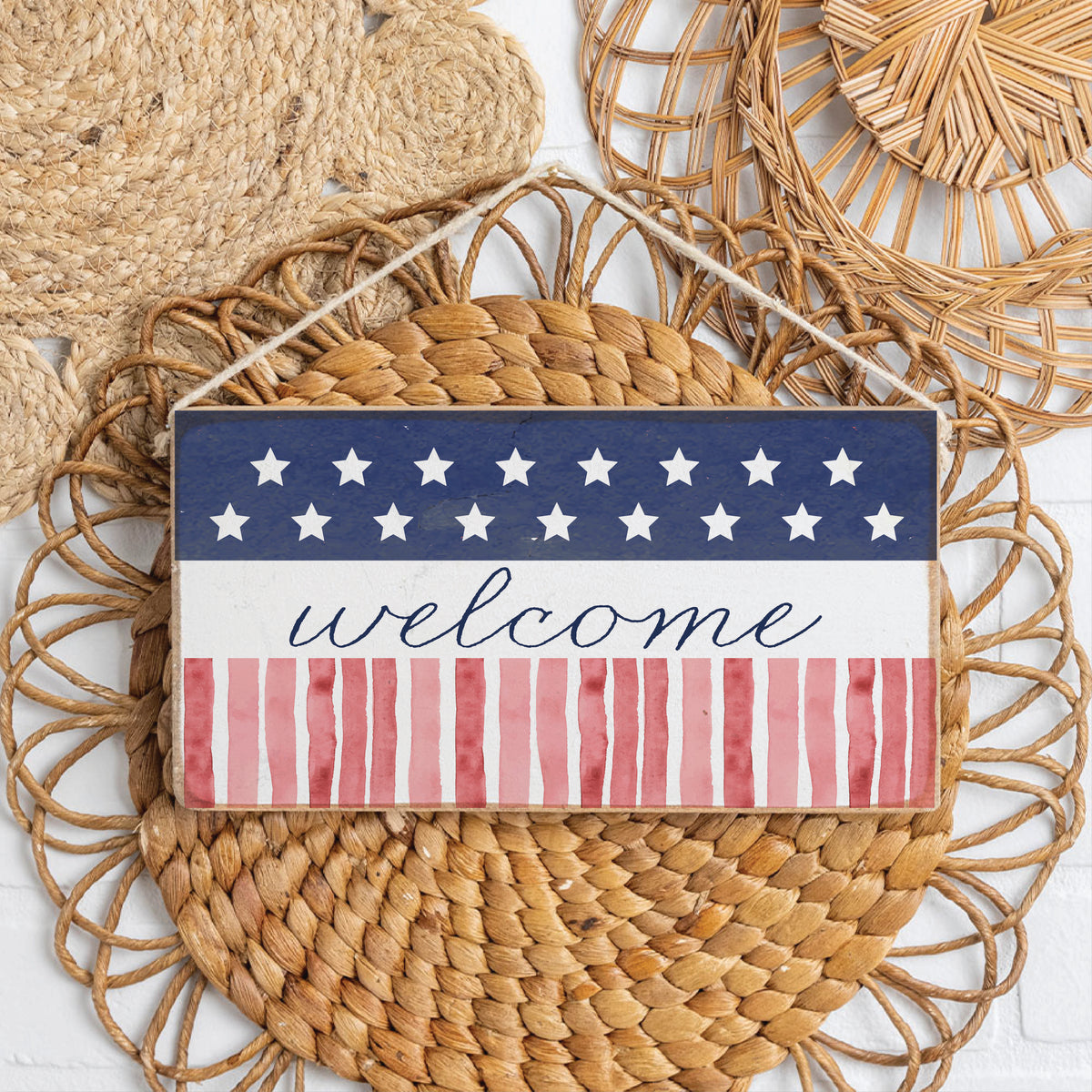 Star Spangled Welcome Twine Sign