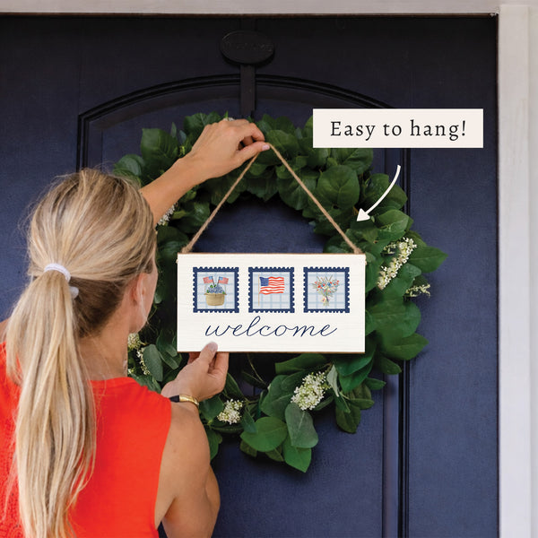 American Flag Stamp Twine Sign