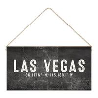 Las Vegas Charcoal Coordinates Twine Sign