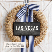 Las Vegas Charcoal Coordinates Twine Sign