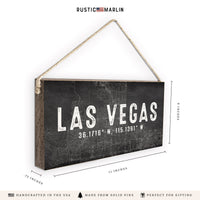 Las Vegas Charcoal Coordinates Twine Sign