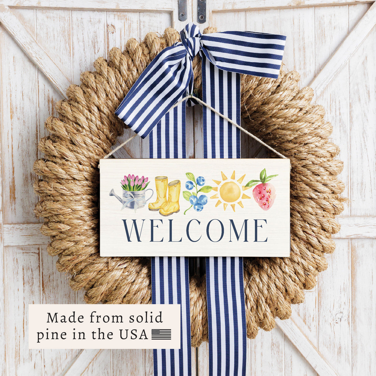 Spring Icons Welcome Twine Sign
